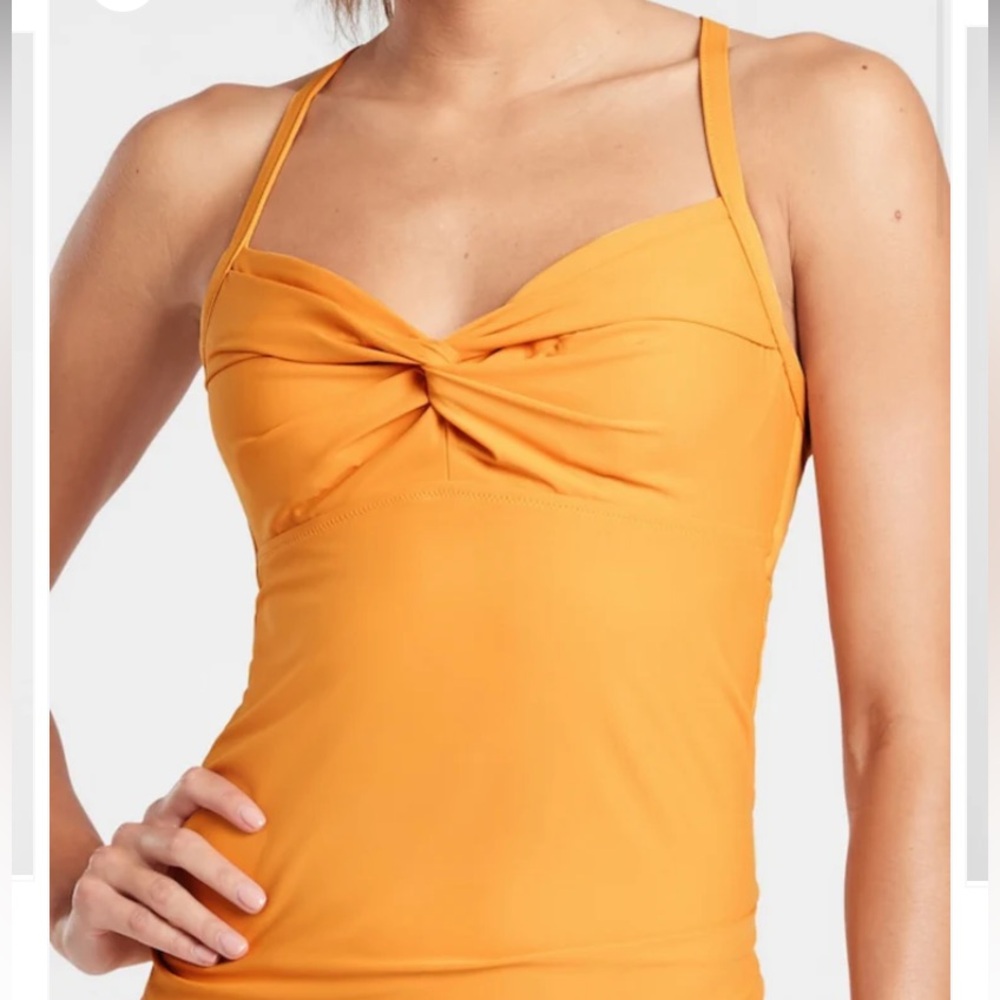 ATHLETA Twist Up Tankini Top Bottoms, Abyssinian Yellow Size 38 B/C Very Cute 🥰